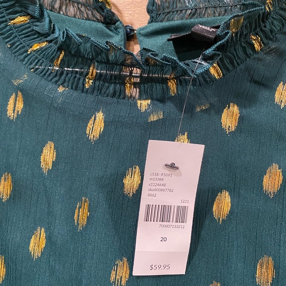 New With Tags Lane Bryant Green & Gold Blouse Size 20 - Picture 7 of 7